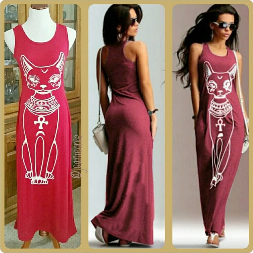 Egyptian Cat RED Tank Knit Dress Sz L NWT - Picture 4 of 5